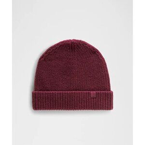 Unisex Close-Fit Wool-Blend Ribbed Knit Beanie - Red